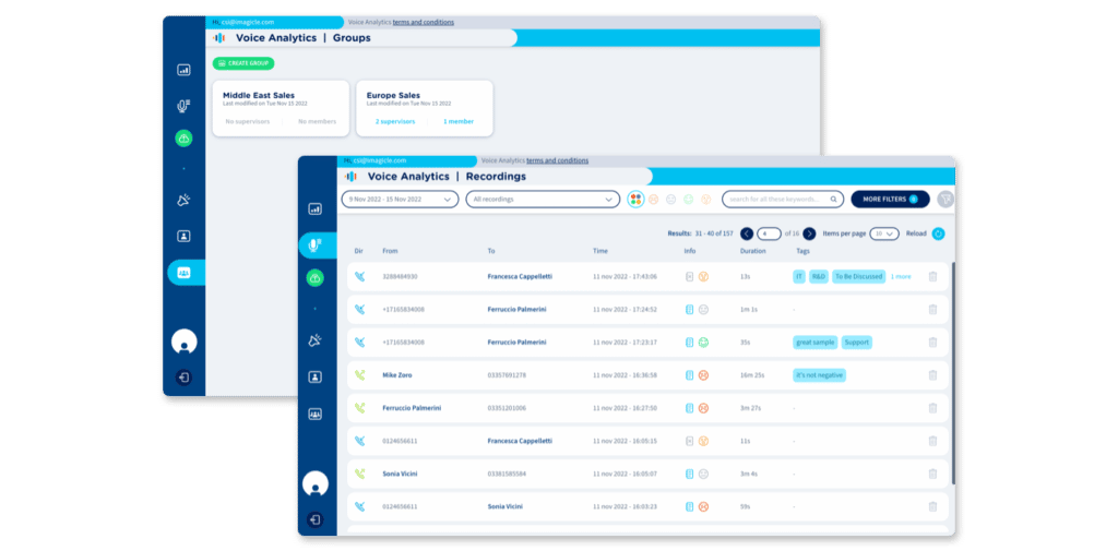 Voice Analytics: tags and groups for better performance auditing.